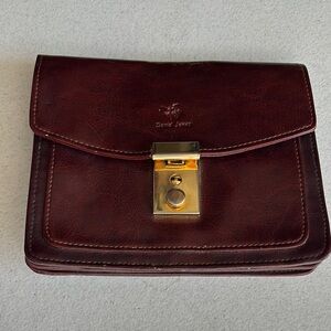 David Jones Brown Leather Clutch